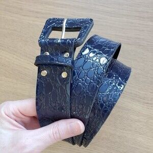 Vintage 80's Navy Vinyl Belt